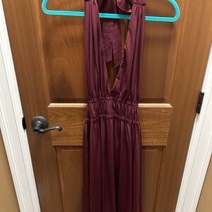 Moda International Wine Halter Dress